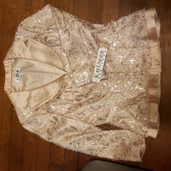KAY UNGER NEW Sequin Textured Silk Jacket 8 - Picture 6 of 9